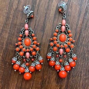 Faux Coral Chandelier Earrings